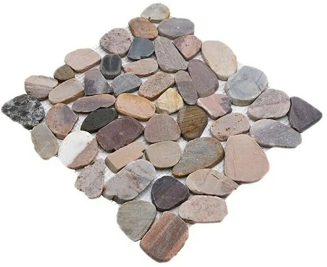 Mosaic tile river pebble stone pebble pebble cut beige gray red MOS30-0204_f