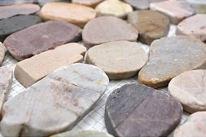 Mosaic tile river pebble stone pebble pebble cut beige gray red MOS30-0204_f