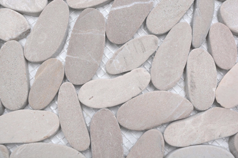 Mosaic tile river pebble stone pebble light beige pebble cut TAN 5 7 MOS30-IN10_f