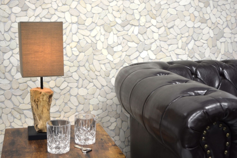 Mosaic tile river pebble stone pebble cut white 5 7 MOS30-IN14_f