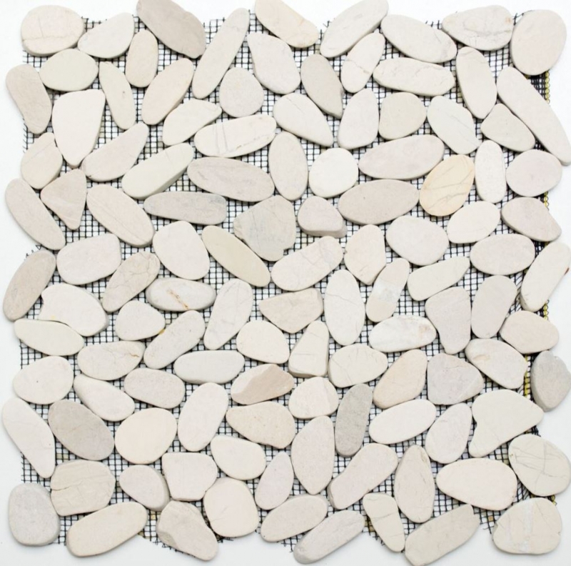 Mosaic tile river pebble stone pebble cut white 5 7 MOS30-IN14_f