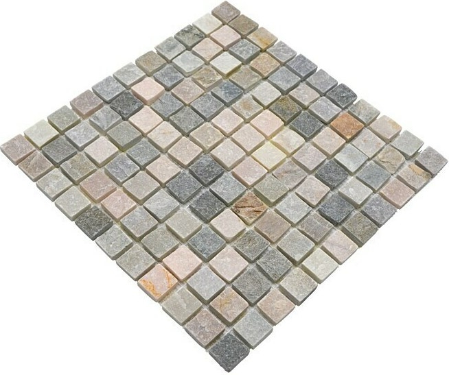 Mosaic tile quartzite natural stone quartzite beige kitchen splashback gray MOS36-0206_f