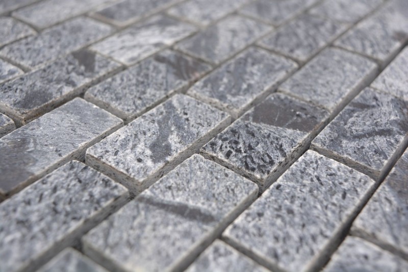 Mosaic tile Quartzite natural stone Brick silver-grey polished MOS28-0202_C_f