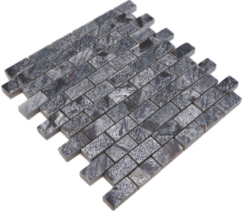 Mosaic tile Quartzite natural stone Brick silver-grey polished MOS28-0202_C_f