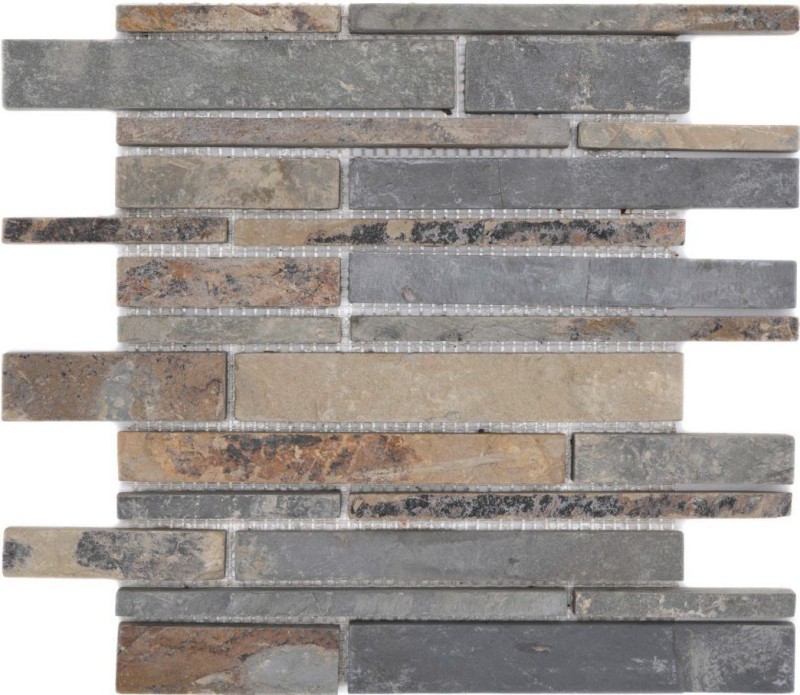 Mosaic tile slate natural stone rust brick slate rustic wall cladding kitchen tile MOS34-2525_f