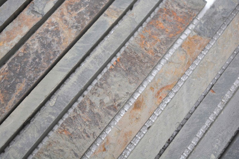 Mosaic tile slate natural stone rust rods slate wall cladding wall cladding rustic MOS34-S69_f