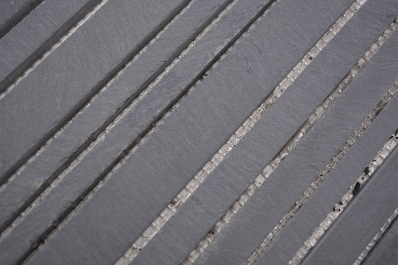 Mosaic tile slate natural stone rods slate wall cladding wall facing black MOS34-0225_f