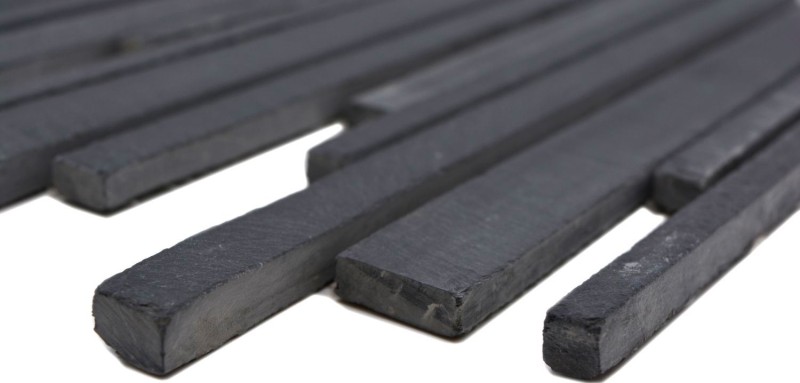 Mosaic tile slate natural stone rods slate wall cladding wall facing black MOS34-0225_f