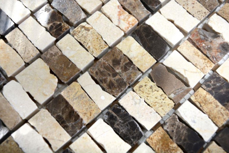 Mosaic tile marble natural stone rods beige Carpet Crema Marfil Dark Emperador honed MOSSopo-M10-VH21_f