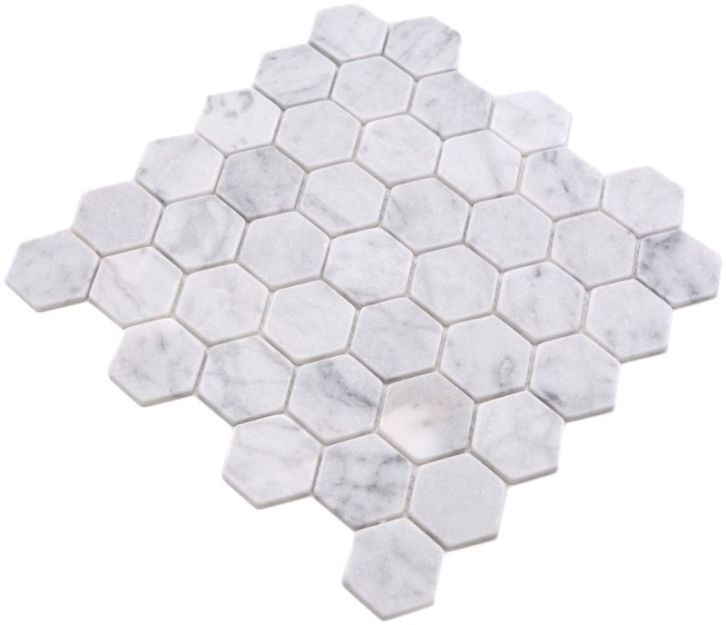 Mosaic tile marble natural stone Hexagon marble white Carrara look MOS44-0103_f