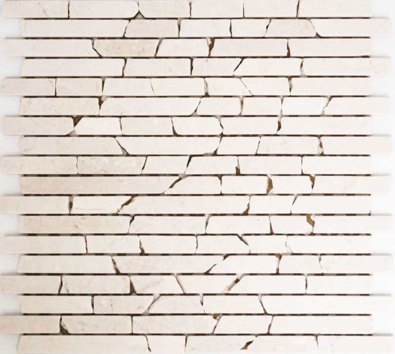 Mosaic tile Marble Natural stone white Brick Botticino Anticato Kitchen splashback MOS40-0102_f