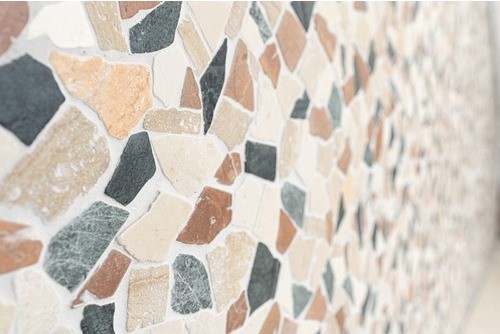 Mosaic tile marble natural stone cream beige red green fracture Ciot Random MOS44-1204_f