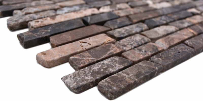 Mosaic tile marble natural stone Brick Impala brown flamed MOS40-1304_f