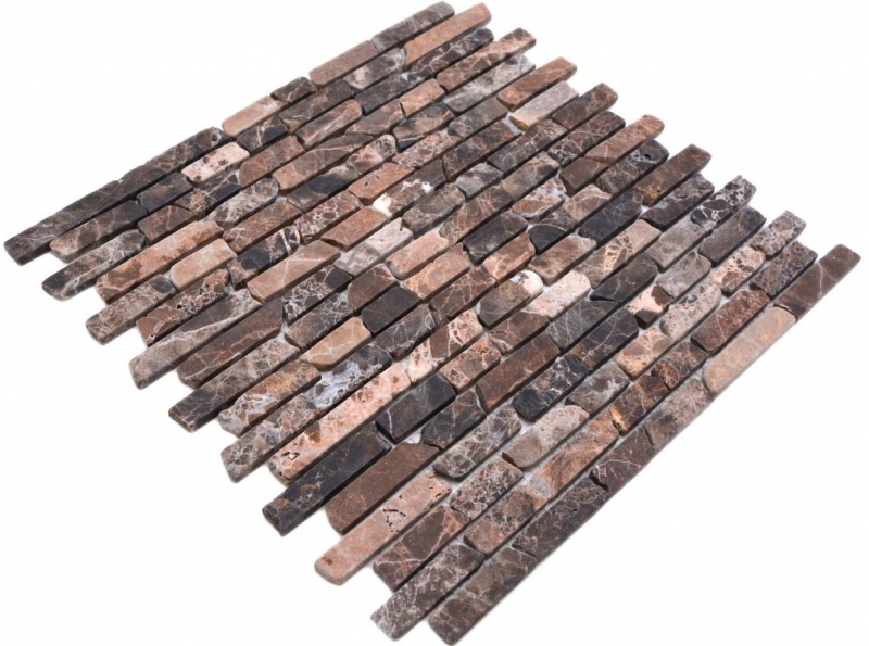 Mosaic tile marble natural stone Brick Impala brown flamed MOS40-1304_f