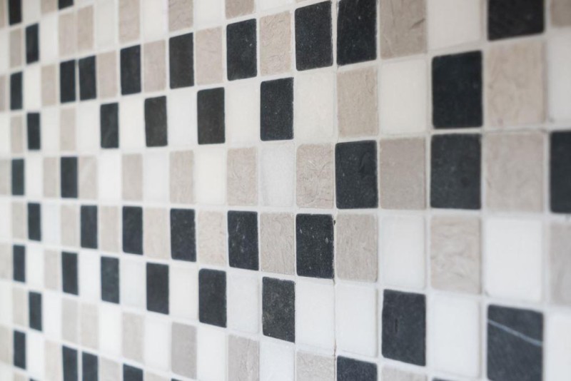 Mosaic tile marble natural stone beige gray black marble Botticino Nero MOS40-MOS32/1125_f