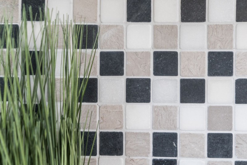 Mosaic tile marble natural stone beige gray black marble Botticino Nero MOS40-MOS32/1125_f