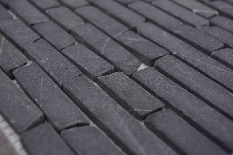 Mosaic tile marble natural stone gray anthracite Nero Marquina MOS40-0125_f
