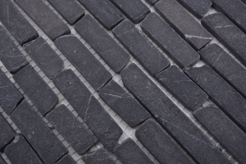 Mosaic tile marble natural stone gray anthracite Nero Marquina MOS40-0125_f
