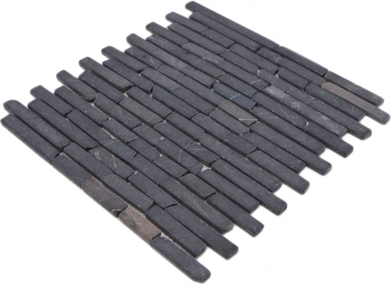 Mosaic tile marble natural stone gray anthracite Nero Marquina MOS40-0125_f