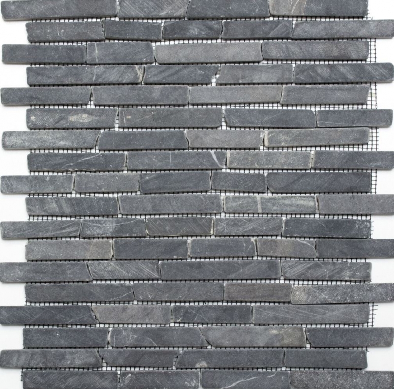 Mosaic tile marble natural stone gray anthracite Nero Marquina MOS40-0125_f