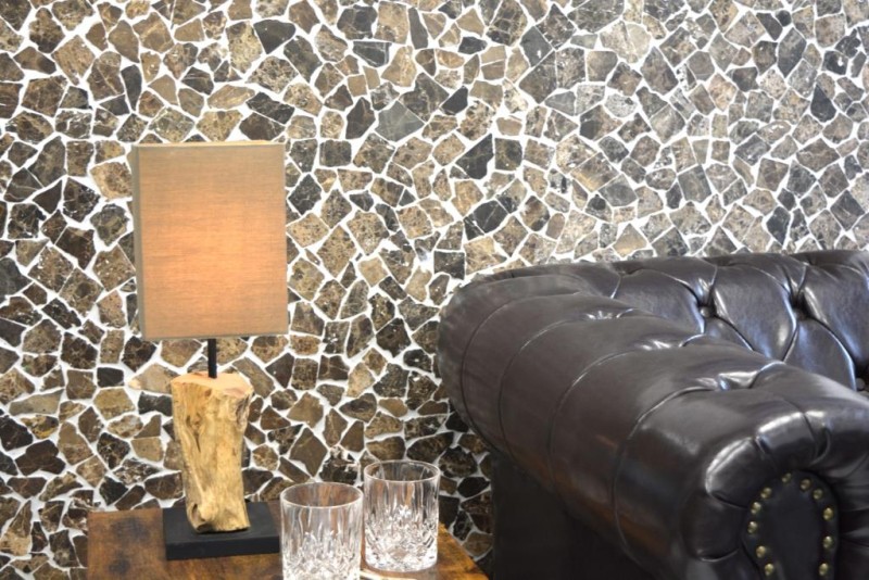 Mosaic tile marble natural stone beige quarry Ciot Castanao MOS44-30-180_f