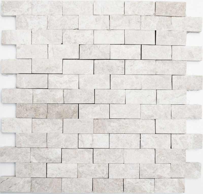 Mosaic tile marble natural stone ivory Brick Splitface Botticino Marble 3D MOS45-1202_f