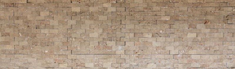 Mosaic stone wall Travertine natural stone walnut Brick Splitface Noce Travertine 3D MOS43-44248_f