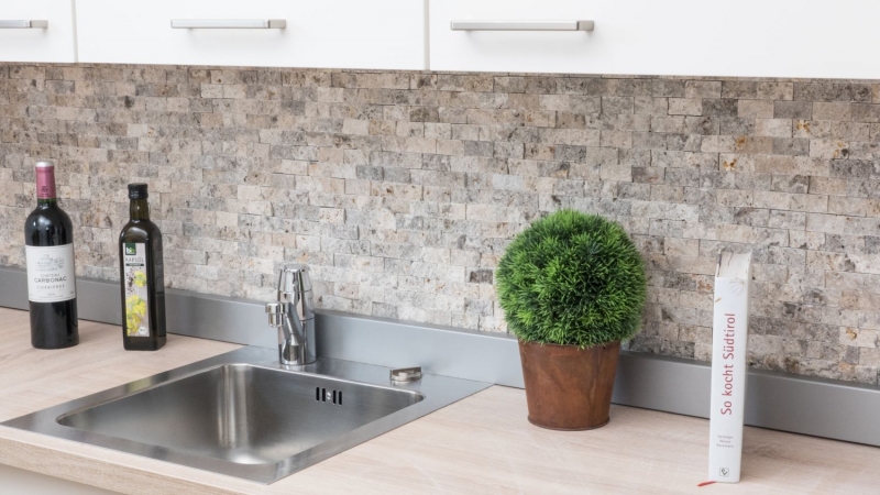 Mosaic stone wall Travertine natural stone white gray Brick Splitface silver Travertine 3D MOS43-47248_f