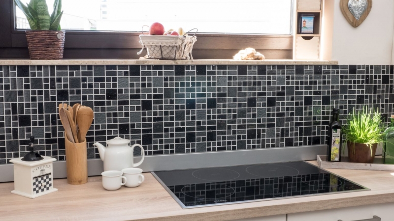 Mosaic tile translucent composite black combination glass mosaic Crystal Artificial black MOS88-K989_f