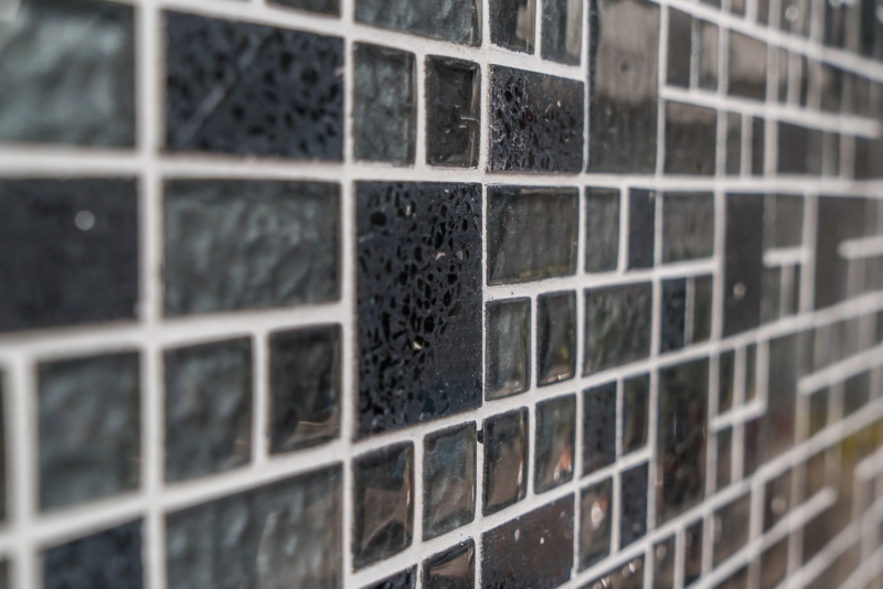 Mosaic tile translucent composite black combination glass mosaic Crystal Artificial black MOS88-K989_f