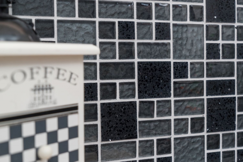 Mosaic tile translucent composite black combination glass mosaic Crystal Artificial black MOS88-K989_f
