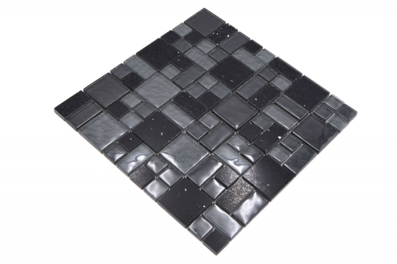 Mosaic tile translucent composite black combination glass mosaic Crystal Artificial black MOS88-K989_f