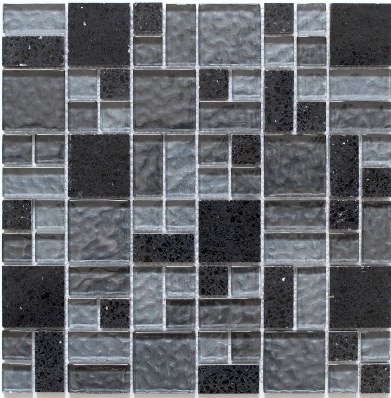 Mosaic tile translucent composite black combination glass mosaic Crystal Artificial black MOS88-K989_f
