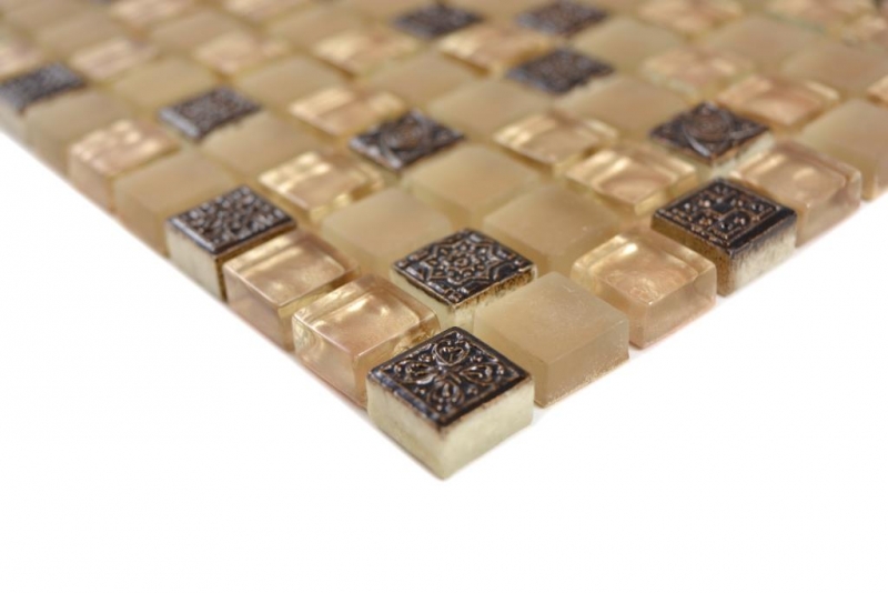 Mosaic tile Translucent beige Glass mosaic Crystal Resin beige beige matt MOS92-1207_f