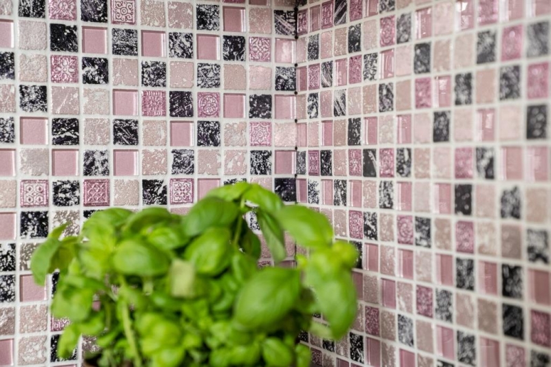 Mosaic tile Translucent pink Glass mosaic Crystal Resin pink BATH WC Kitchen WALL MOS82-1104_f