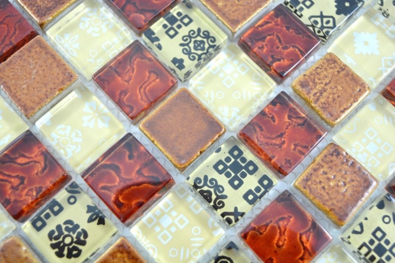 Mosaic tile Translucent beige red Glass mosaic Crystal Resin optic beige red MOS83-CMCB25_f