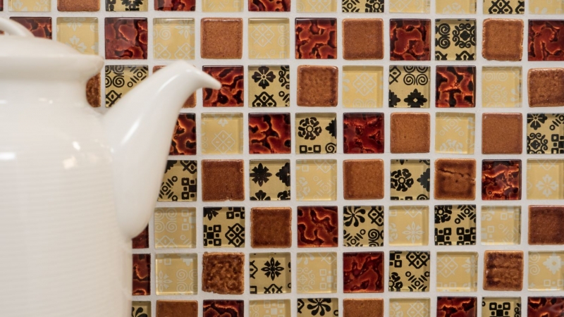 Mosaic tile Translucent beige red Glass mosaic Crystal Resin optic beige red MOS83-CMCB25_f