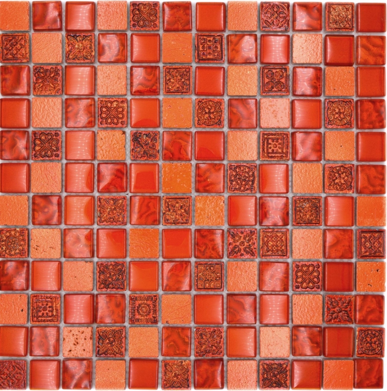 Mosaic tile Translucent red Glass mosaic Crystal Resin red structure MOS83-CB30_f