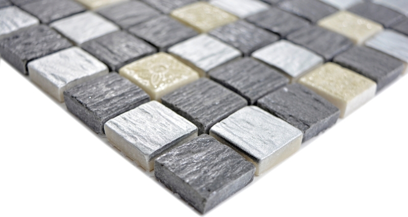 Mosaic tile Translucent gray black Glass mosaic Crystal Resin gray black silver MOS83-0226_f
