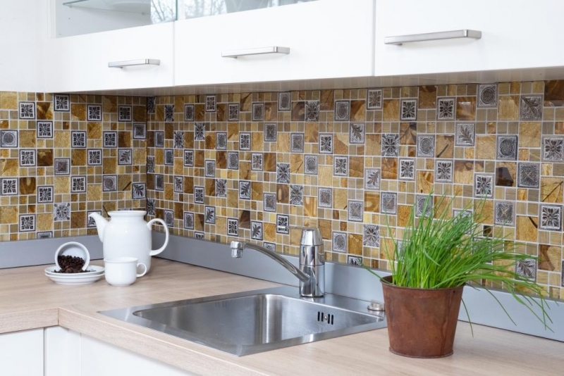 Mosaic tile Translucent gold Combination glass mosaic Crystal Resin gold Ornament MOS88-0790_f