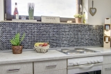 Mosaic tile kitchen splashback Translucent black Brick Glass mosaic Crystal stone black MOS87-b1128_f