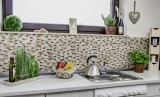 Mosaic tile kitchen splashback Translucent light beige Brick Glass mosaic Crystal stone emperador light MOS87-B1153_f