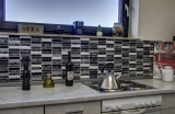 Mosaic tile kitchen splashback translucent black rectangular glass mosaic Crystal stone black MOS87-39_f