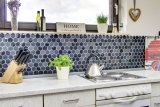 Mosaic tiles kitchen splashback black hexagon glass mosaic stone 3D MOS11D-33_f
