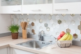 Mosaic tile kitchen splashback Translucent white Hexagon glass mosaic Crystal stone 3D white MOS11E-66_f