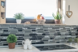 Mosaic tiles kitchen splashback gray black composite glass mosaic stone gray MOS67-GV44_f