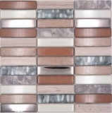 Mosaic tile translucent light brown silver gray rectangle glass mosaic Crystal stone light brown MOS87-68X_f