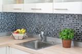 Mosaic tiles kitchen splashback gray black glass mosaic stone MOS62-0302-GN_f