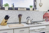Mosaic tile kitchen splashback Translucent white rods Glass mosaic Crystal stone white white matt MOS87-1401_f