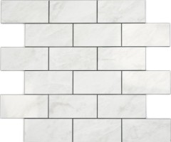 Rectangle AC stone look Carrara look Subway Level glossy mosaic tile wall tile backsplash kitchen bathroom MOS200-CLG_f